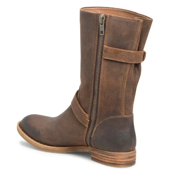 NEW BORN Womens Delano Mid Calf Distressed Suede Rugged Boot US 8/EU 38-39 Brown - Picture 3 of 6